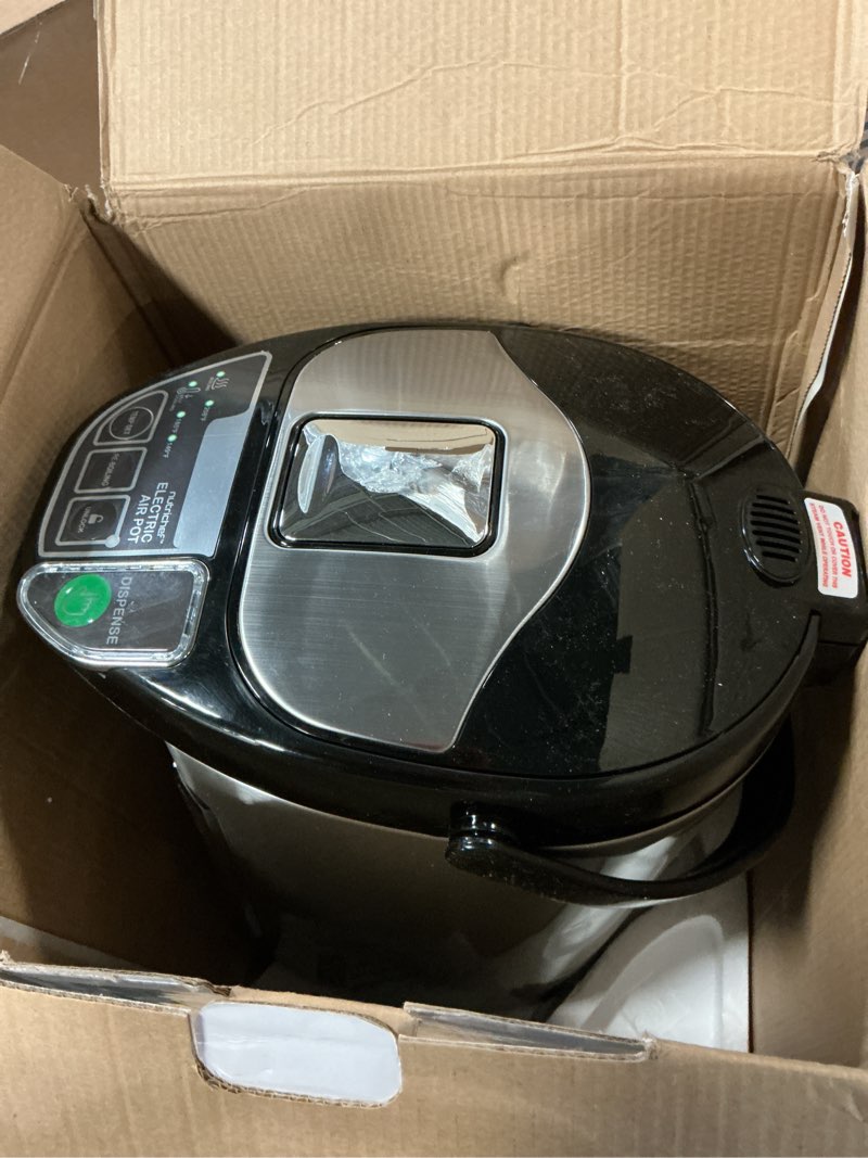 Condition photo showing As Is for nutrichef electric water boiler and warmer - 5l/5.28 qt stainless steel hot water dispenser w/rotating base, keep warm temperature set, auto shut off, safety lock, instant heating for coffee & tea 5.3 quarts