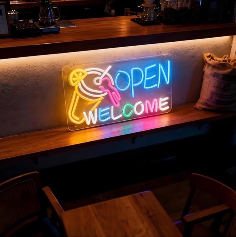 Neonawall Open Neon Sign in Business Light Up Letters Welcome Led Sign for Wall Decor Led Decorative