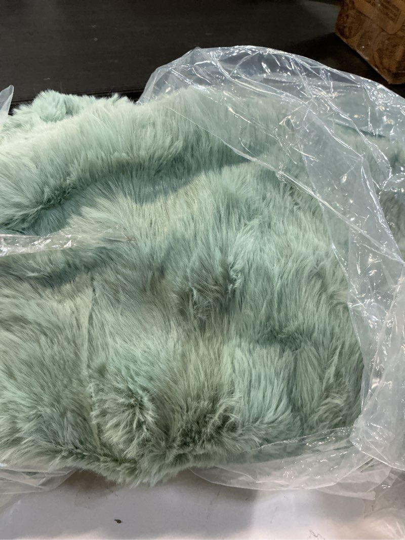 Condition photo showing As Is for Lotus Karen Faux Fur Throw Blanket Sage Green - Big Bubble Rabbit Fluff Blanket for Couch Bed Sofa,Softest Fluffy Fuzzy Cozy Blanket,Plush Thick Furry Shaggy Warm Blankets for Women,108x90 Inches Sage Green King (108" x 90")