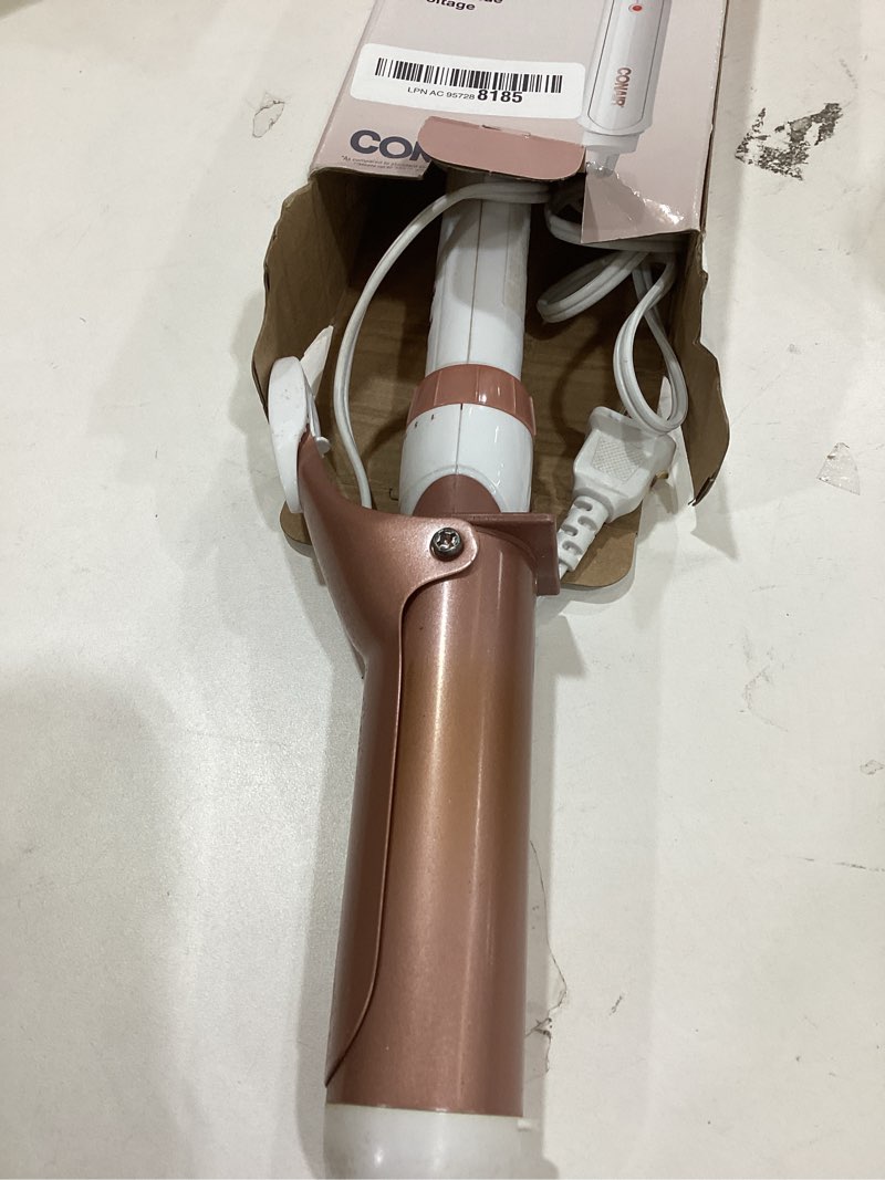 Condition photo showing As Is for Conair Double Ceramic 1 ½-Inch Curling Iron, 1 ½-Inch Barrel Creates Soft Waves & Curls, Hair Curler for Use on Medium & Long Hair, White/Rose Gold White/Rose Gold 1.5 Inch