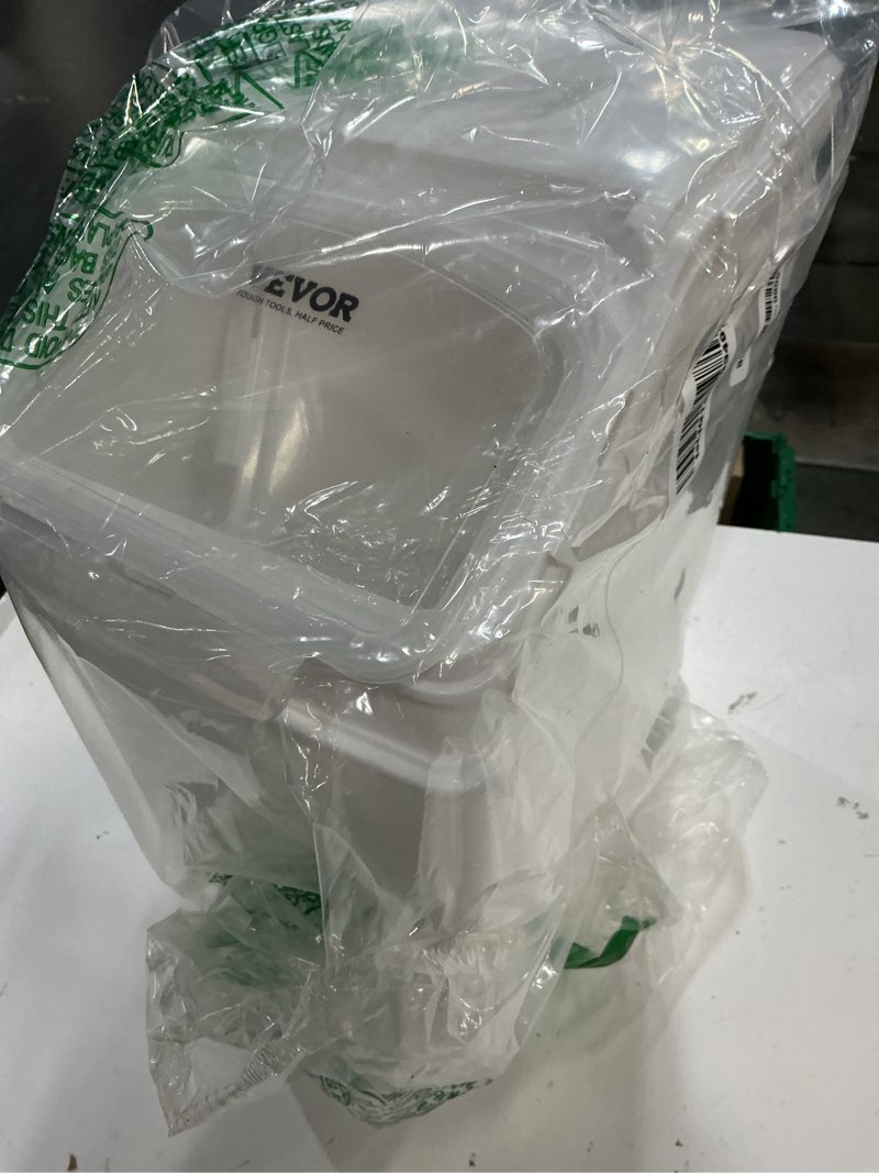 Condition photo showing Good Condition for vevor - ingredient storage bin, 2 x 15l dispenser bin with 2 measuring cups, attachable casters and airtight lid - white 