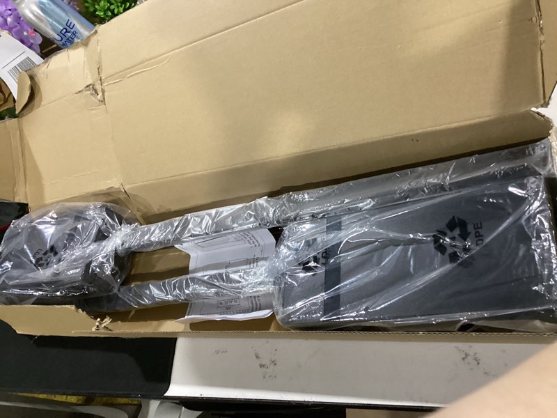 Condition photo showing New/Like New for pull down closet rod for hanging clothes, retractable wardrobe hanger for cabinet inside width 21.6"~26", aluminium alloy tubing with plastic housing, 44 lb weight rating black for 21.6"~26"openings