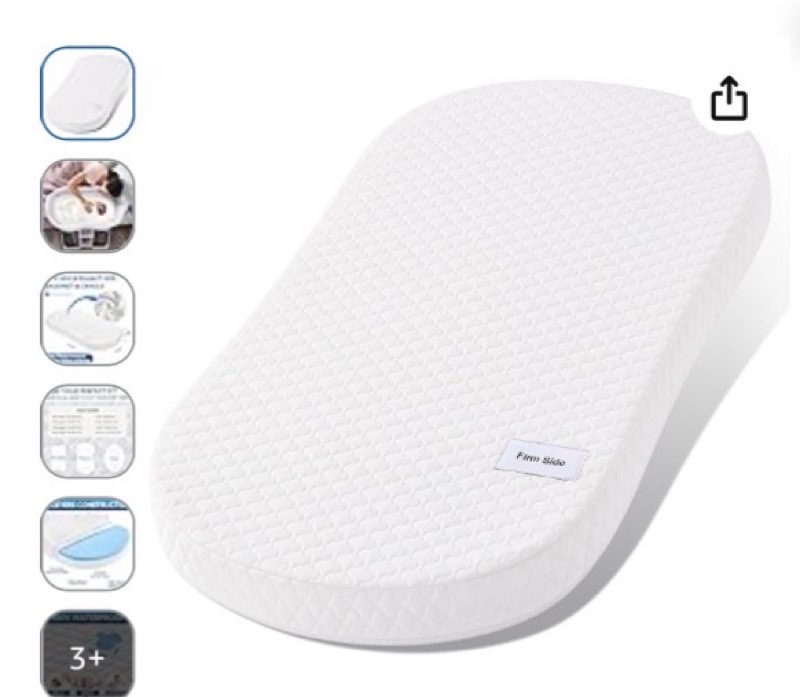 pro goleem baby bassinet mattress pad 30"x18" peanut hourglass, waterproof soft cover gel memory foam, dual side cradle mattress fit halo bassinest bassinet series