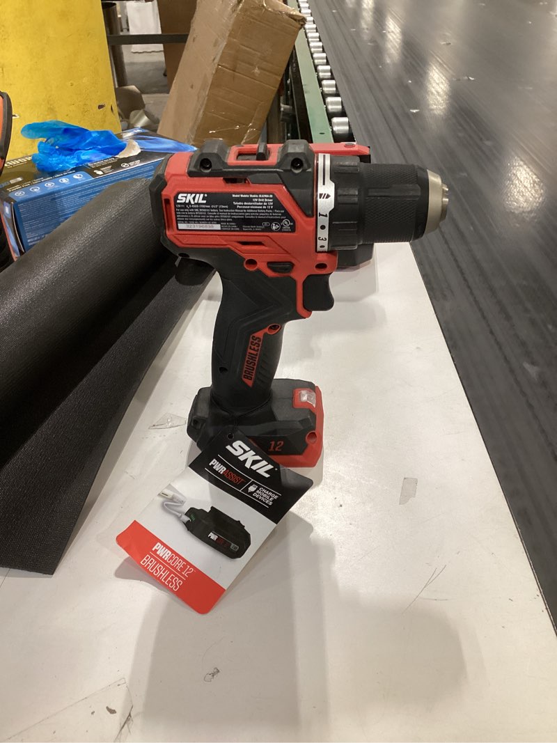 Condition photo showing As Is for Incomplete SKIL PWR CORE 20 Brushless 20V 1/2\\\\\\\" Compact Variable-Speed Drill Driver Kit with 1/2'' Single-Sleeve, Keyless Ratcheting Chuck & LED Worklight Including 2.0Ah Battery and PWR Jump Charger-DL6293B-10 20v Drill Driver Kit