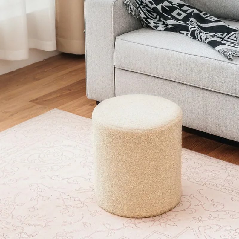 Adeco Footrest Ottoman 13 inches Fabric Stool for Living Room Bedroom - Oatmeal