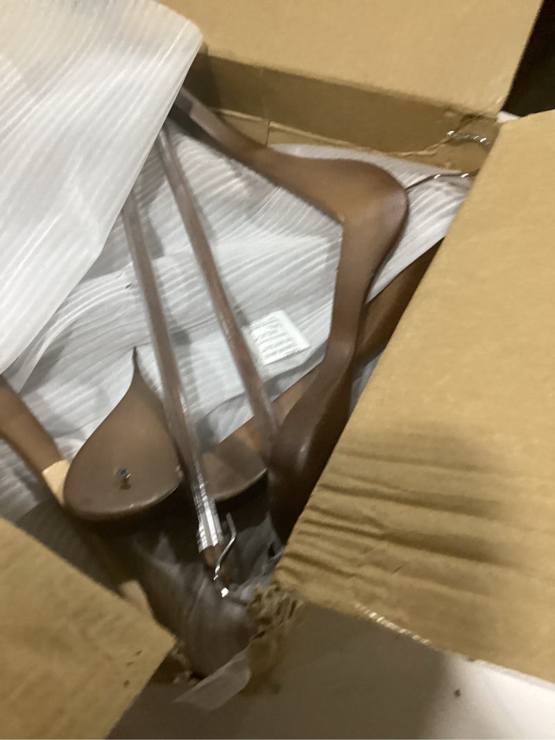 Condition photo showing Good Condition for Coat Hangers 10 Pack Suit Hangers for Men for Women,Wide Shoulder Wooden Hangers with Retotating Hooks & Non Slip Pants Bar,Smooth Finish Suit Hanger for Sweater, Pants, Heavy Clothes(Walnut) Walnut 10
