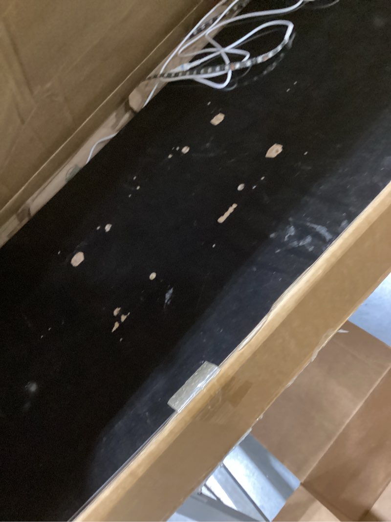 Condition photo showing As Is for MXV Modern Coffee Table, 40 Inches Coffee Tables with 16 Colors LED Lights, 2 Tier Rectangular Center Table, Large Storage Space, High Glossy Wooden Tea Table for Living Room, Bedroom, Office, Black 40" Black