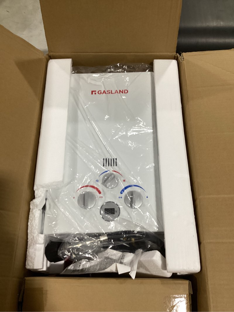 Condition photo showing Good Condition for gasland be158 tankless water heater propane | csa certified | 1.58 gpm, 41,000 btu | instant hot water heater outdoor use propane shower for camping, off-grid living 6l-1.58 gpm white