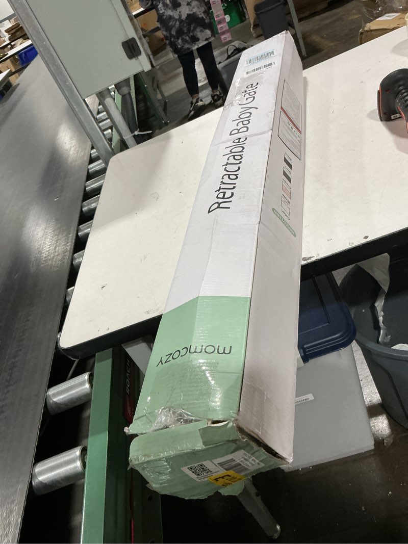 Condition photo showing Good Condition for Momcozy Baby Gate 41'' Tall 118'' Wide ? Extra Wide ? for Large Opening Retractable Baby Gates for Child and Large Pets Safety Dog Gate for Stairs, Doorways, Hallways, Indoor, Outdoor 41" Tall x 118" Wide White