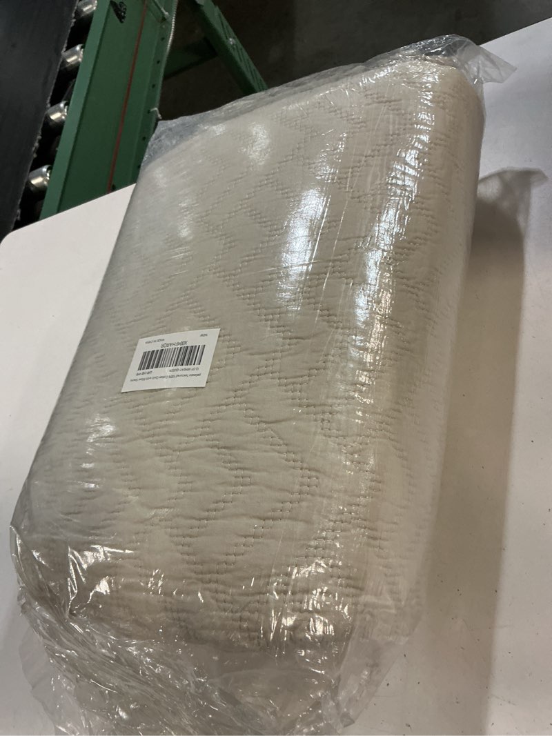 Condition photo showing New/Like New for palassio beige 100% cotton quilt queen size bedding sets with 2 pillow shams, lightweight textured farmhouse country bedspread soft shabby chic patterned coverlet for all season, 3 pieces geometric-wheat queen(90"x96"?