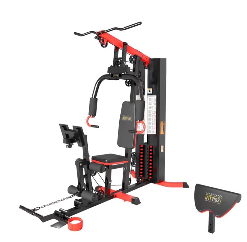 (Incomplete, box 2/2 )Fitvids LX760 Multifunctional Full Home Gym System Workout Station with 122.5 lbs Weight Stack, One Station with Leg Training Pedal