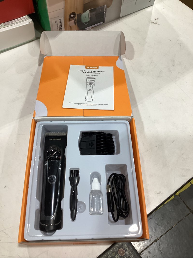 Condition photo showing Good Condition for oneisall dog clippers for grooming doodles poodles thick curly hair,low noise heavy duty dog grooming kit with detachable metal blades