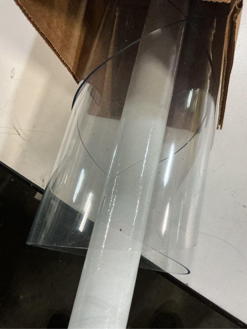 Condition photo showing As Is for 44 inch round clear table cover protector, clear round protector for dining room table, 1.5mm thick waterproof round plastic vinyl table pad clear 1.5mm 44" (round)