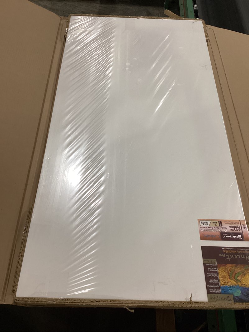 Condition photo showing New/Like New for Masterpiece Z1VC-2652 Vincent Pro 7/8" Deep Carmel Portrait Smooth 10.3 oz Cotton Stretched Canvas 26" x 52" White