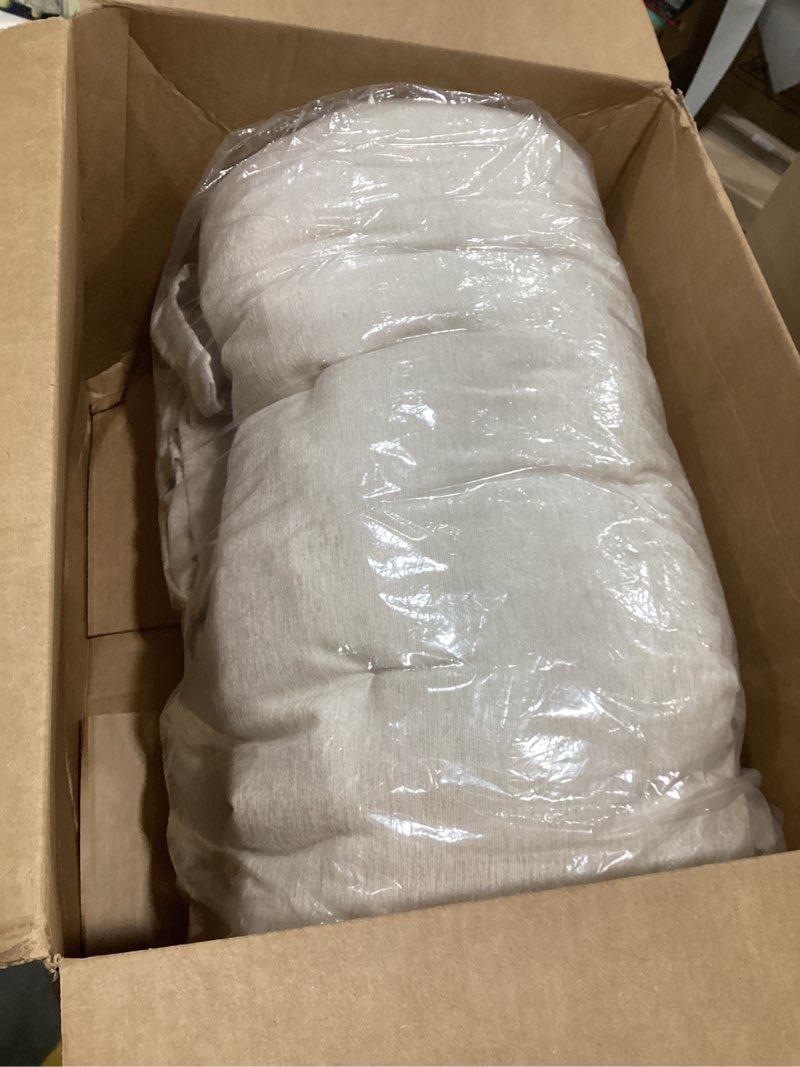 Condition photo showing Good Condition for Intelligent Design Edelia Foldable Poly Chenille Light Weight Lounge Floor Pillow Cushion Tufted Seat for Meditation, Game Playing, Yoga, Reading with Travel Wrap, 74x27, Ivory 27"W x 74"L Ivory