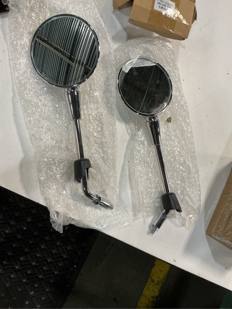 Condition photo showing As Is for e-mark motorcycle rear view mirror 4" handlebar round oem chrome with 8mm bolt, compatible with vespa primavera 50 125 150 elettrica chrome cm182101 cm82101 cm261901
