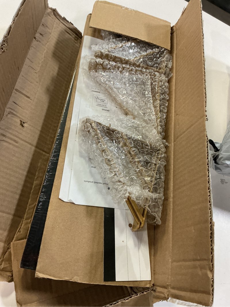 Condition photo showing Good Condition for BAYKA Wall Shelves for Bedroom Decor, Floating Shelves for Living Room Kitchen Storage, Mounted Rustic Wood Floating Shelves for Kids Books, Corner Shelves for Bathroom, Office(Black Gold,Set of 3) G. Black Board & Gold Brackets 16-inch Mixed