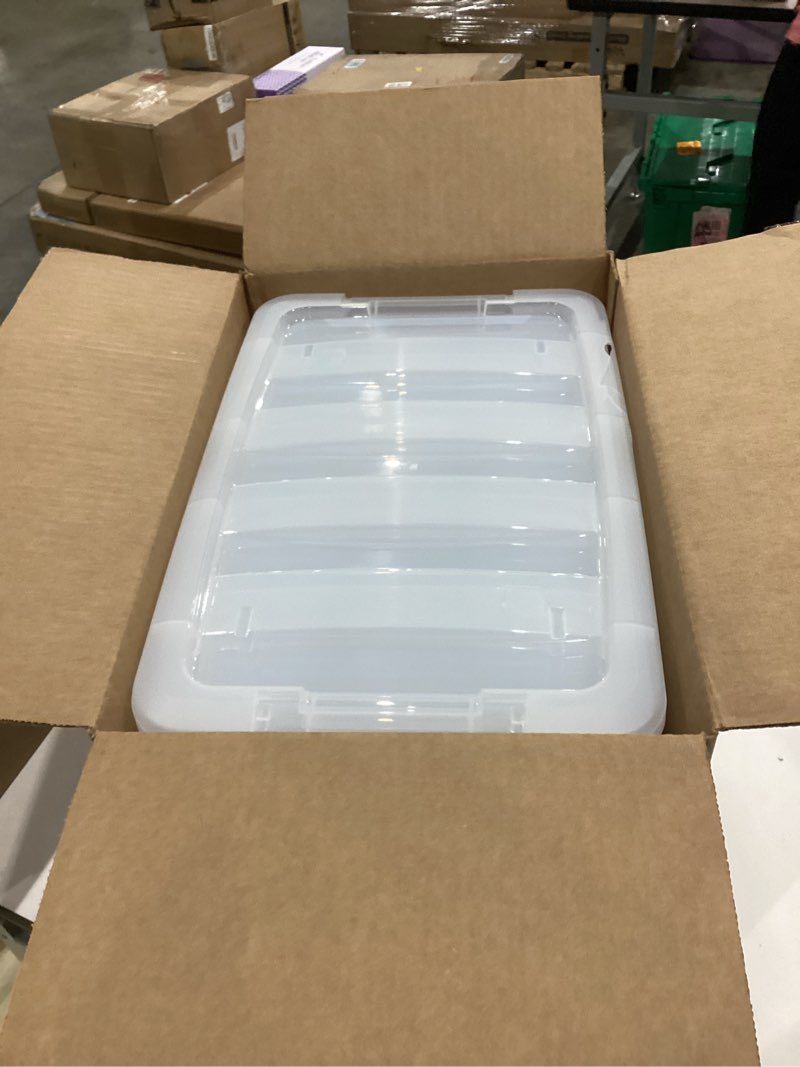Condition photo showing Good Condition for iris usa 13 qt plastic storage box with lid and latches - 6 pack - bpa-free, see-through organizing solution, durable nestable stackable containers, secure pull handle - clear clear 13 qt 6 pack