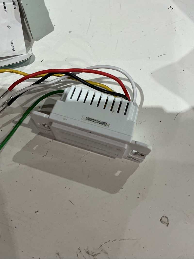 Condition photo showing As Is for kasa smart ceiling fan control & dimmer switch | adjustable 4-speed fan & brightness control | works w/apple homekit, alexa & google home | 2.4g wi-fi only, single pole, neutral wire required | ks240 ceiling fan dimmer switch