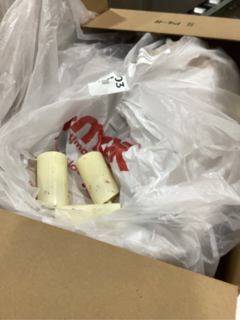 Condition photo showing As Is for Sliner Christmas Tabletop Centerpiece 30 Inch Poinsettia Candle Holder with 5 Battery Operated LED Flameless Candle Artificial Christmas Table Decorations with Pine Cones Red Berries Flower