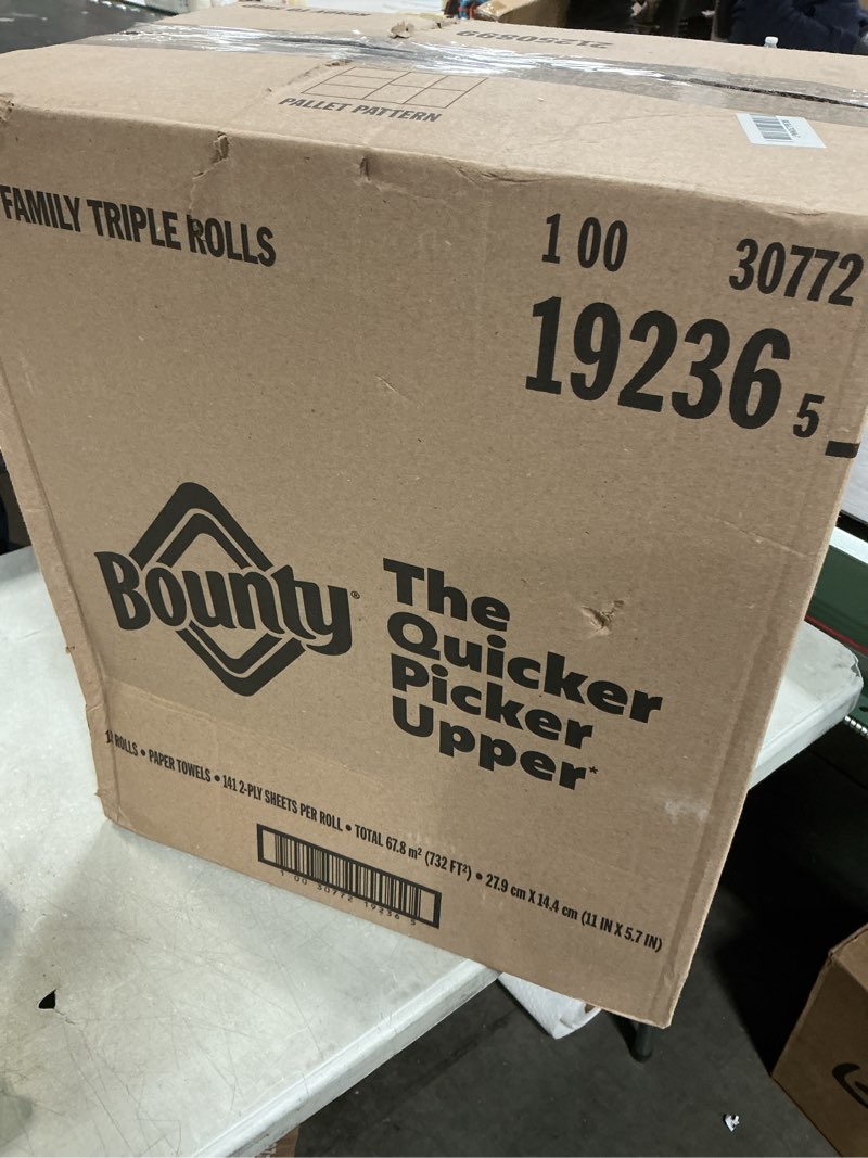 Condition photo showing New/Like New for Bounty Quick-Size Paper Towels, White, 12 Family Triple Rolls = 40 Regular Rolls 141 Sheet (Pack of 12) White