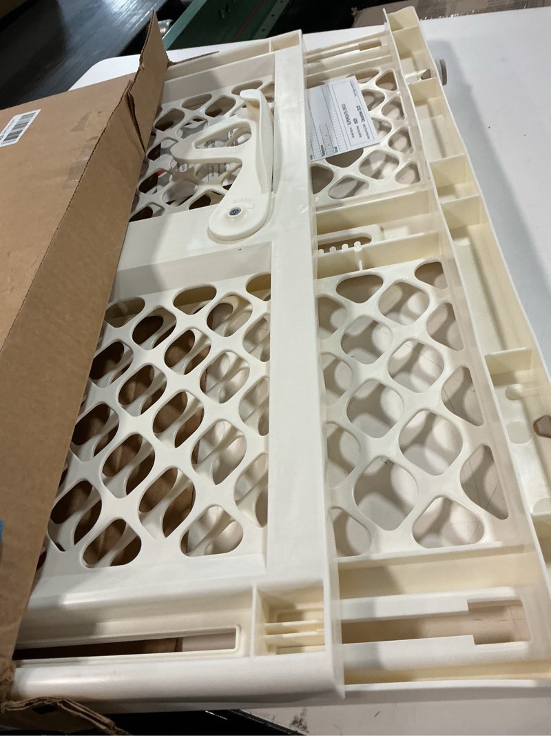 Condition photo showing Good Condition for Toddleroo by North States - Supergate Ergo Baby Gate: Plastic Baby Gate for Stairs & Doorways - Adjustable Indoor Safety Gate - Made in USA - 26 to 42 Inches Wide - 26 Inches Tall - Ivory