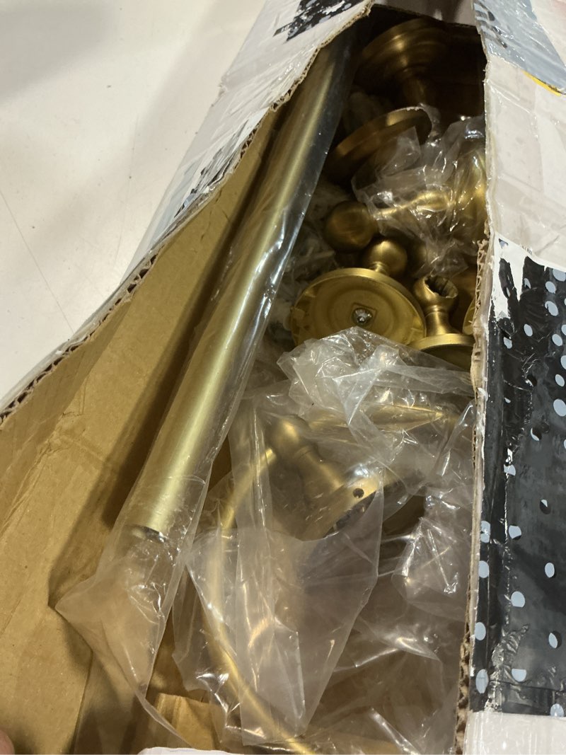 Condition photo showing Good Condition for sento robiki gold bathroom accessories set, bath hardware, includes robe hook, toilet paper holder, towel ring, 18” & 24” towel bar, duty metal bath hardware set wall mounted (5-piece, satin brass) 5 piece satin brass