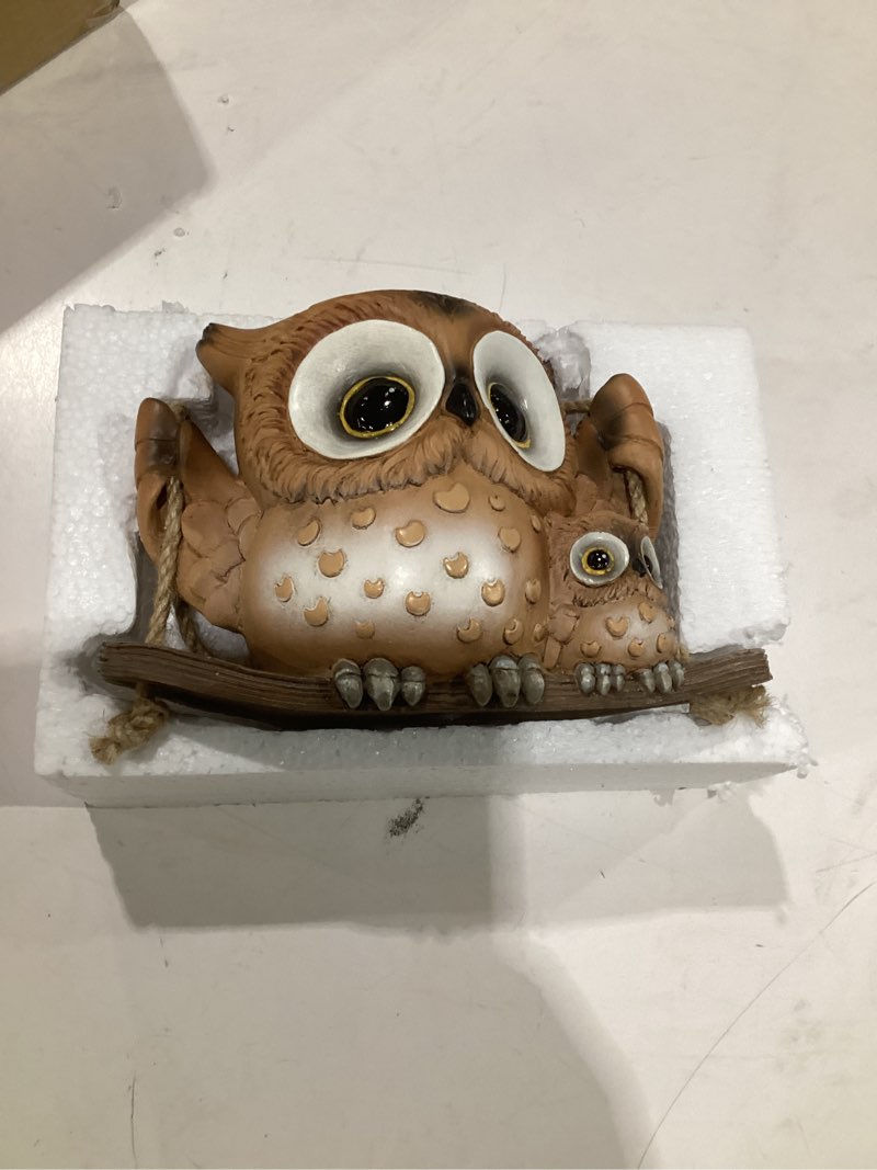Condition photo showing Good Condition for swing owl hanging planters for indoor plants, cute small succulent pots with drainage hole, unique resin plant hangers outdoor, hanging plant holder for string of pearls, gift ideas for mother brown-2