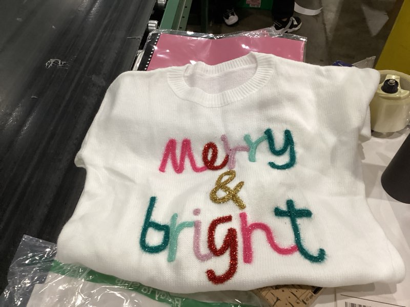 Condition photo showing Good Condition for MARZXIN Women 2025 Casual Holiday Sweaters Long Sleeve Round Neck Valentine Sweater Tops Merry Christmas Sweaters Small Y-snow White