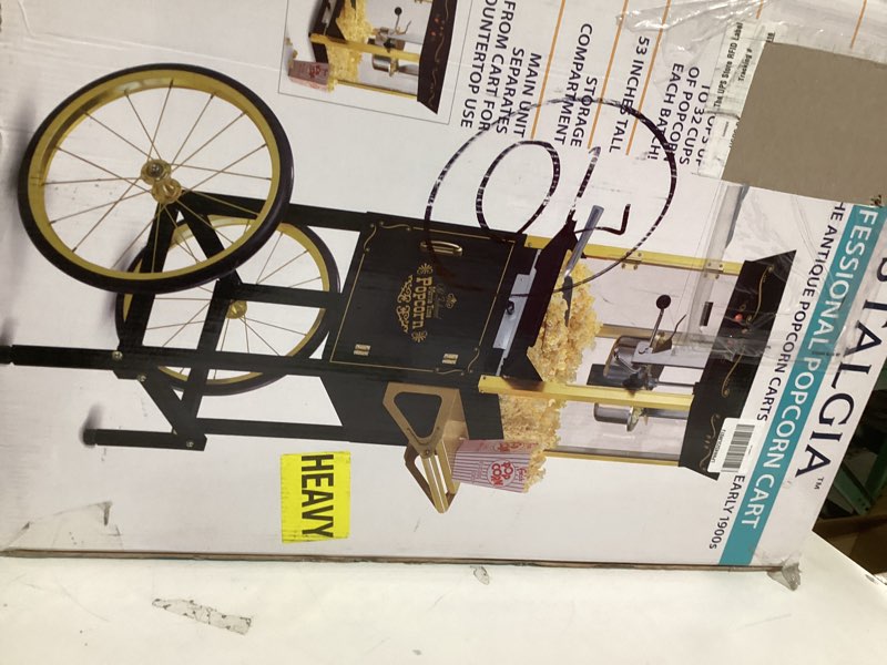 Condition photo showing Good Condition for Nostalgia Popcorn Maker Machine - Professional Cart With 8 Oz Kettle Makes Up to 32 Cups - Vintage Popcorn Machine Movie Theater Style - Black Black 8 Oz Vintage Classic