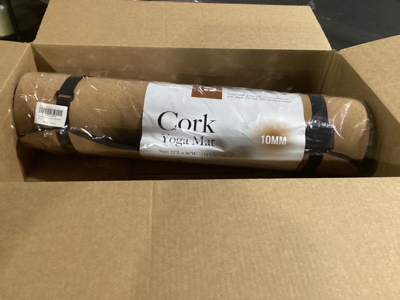 Condition photo showing New/Like New for premium cork yoga mat 1/4 & 2/5 inch thick 72 x 26 in, thick cork and tpe non slip yoga mats for women men, sweat proof eco-friendly, great for hot yoga & workouts brown 10mm