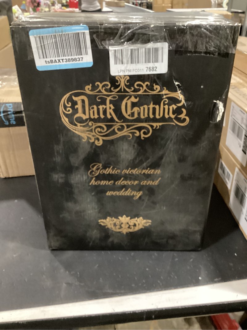 Condition photo showing New/Like New for dark gotvic gothic victorian resin vase with lace doily – waterproof 14" black/silver vase for fresh