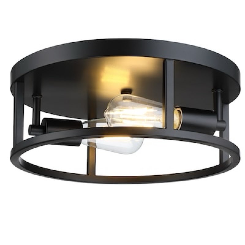 allen + roth hewitt 13-in matte black indoor 2 -light flush mount light