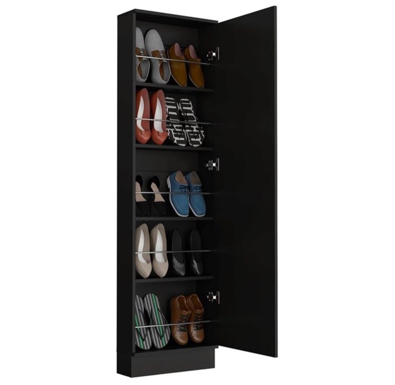 (Incomplete) TUHOME Leto XL Easy to Assemble Engineered Wood Shoe Racks for Bedroom in Black