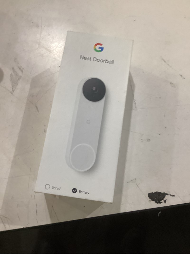 Condition photo showing As Is for google nest doorbell (battery) - snow snow 1 count (pack of 1) nest doorbell - battery
