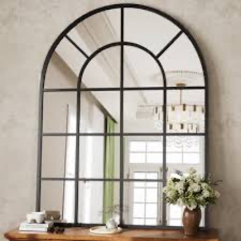 Arched Wall Mirror Aluminum Alloy Window Pannel Mirror Wall Decor