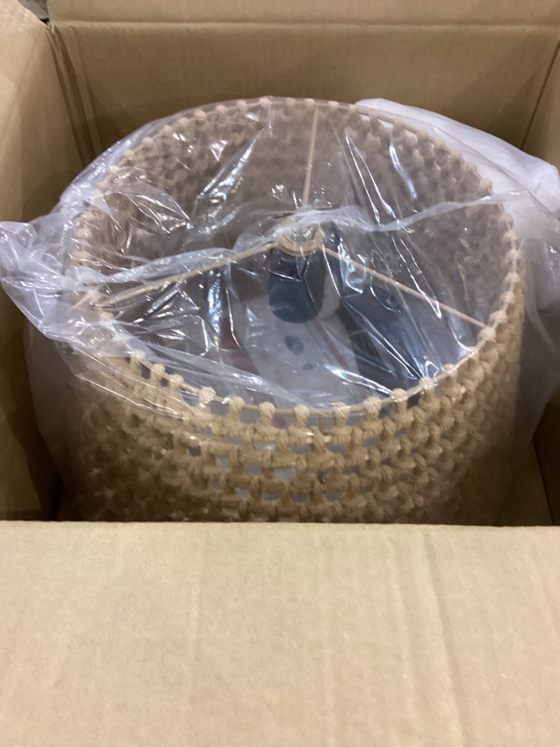 WalmHomie 1 Light Rustic Woven Farmhouse Wicker Kitchen Pendant Lighting, Rattan Chandelier, Handmad