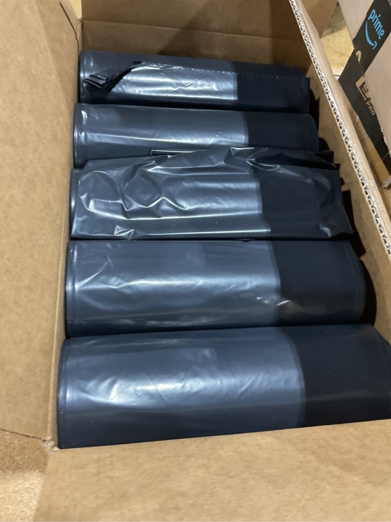 Condition photo showing New/Like New for aluf plastics 56 gallon trash can liners (100 count) - 43" x 47" - thick 1.5 mil equivalent black trash bags for bathroom, kitchen, office, industrial, commercial, recycling and more black 56 gal, 1.2 mil, 100 count