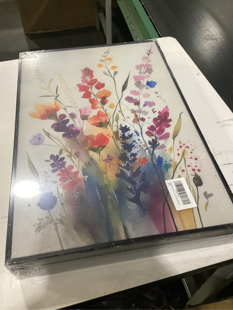 Condition photo showing New/Like New for KISSFOX 3 Piece Colorful Wildflower Botanical Framed Wall Art Watercolor Floral Canvas Art Prints Boho Flower Pictures Wall Decor Modern Minimalism Paintings Artwork Girls Bedroom Living Room Bathroom Colorful Framed 12x16 In Natural Framed