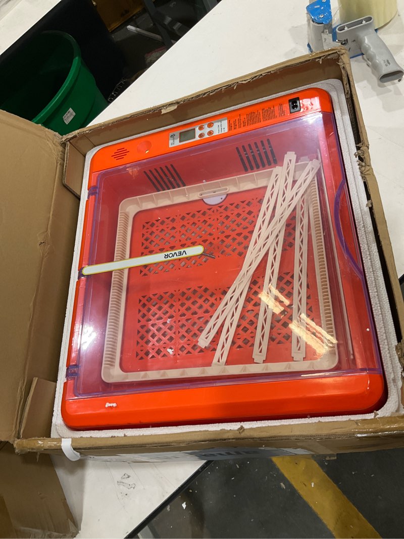 Condition photo showing New/Like New for vevor 36 egg incubator, automatic egg turner with led candler & water tray, temperature & humidity control, 360° view clear window, poultry eggs incubators for hatching chicks ducks goose quails 36 eggs