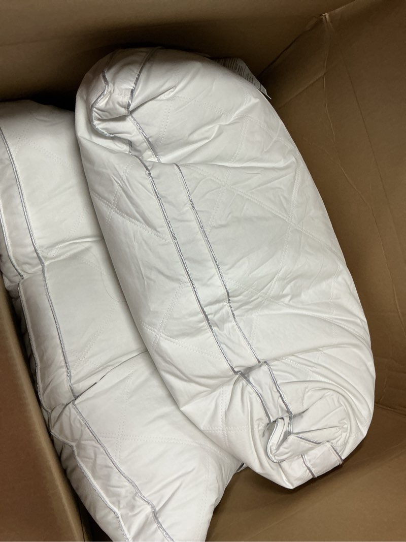 Condition photo showing As Is for puredown® made in usa goose feather down gusseted pillows, 100% cotton cover, pillows standard size set of 2, luxury hotel gusseted bed pillows for sleeping gusseted standard (pack of 2)