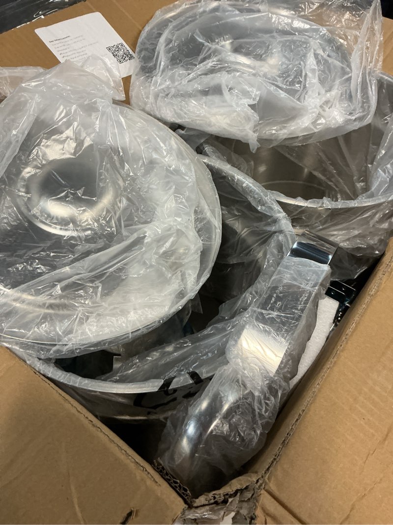 Condition photo showing Good Condition for IMACONE Soup Chafer 11QT Large Capacity Soup Chafer Sets of 2, Stainless Steel Round Soup Warmer w/Pot, Notched Lid & Fuel Holder, Catering Marmite for Party, Buffet, Event & Commercial Food Service 11QT-2 Pack