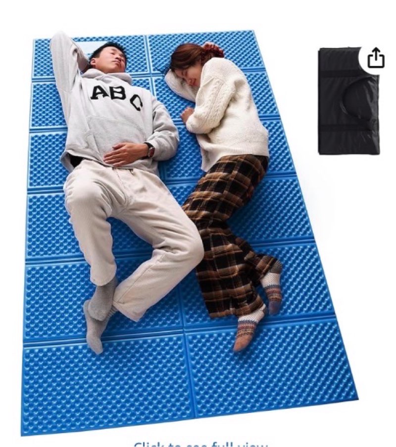 2 Person Camping Foam Sleeping Pad Lightweight Closed Cell Folding Camping Mat Double Camping Mattre blue