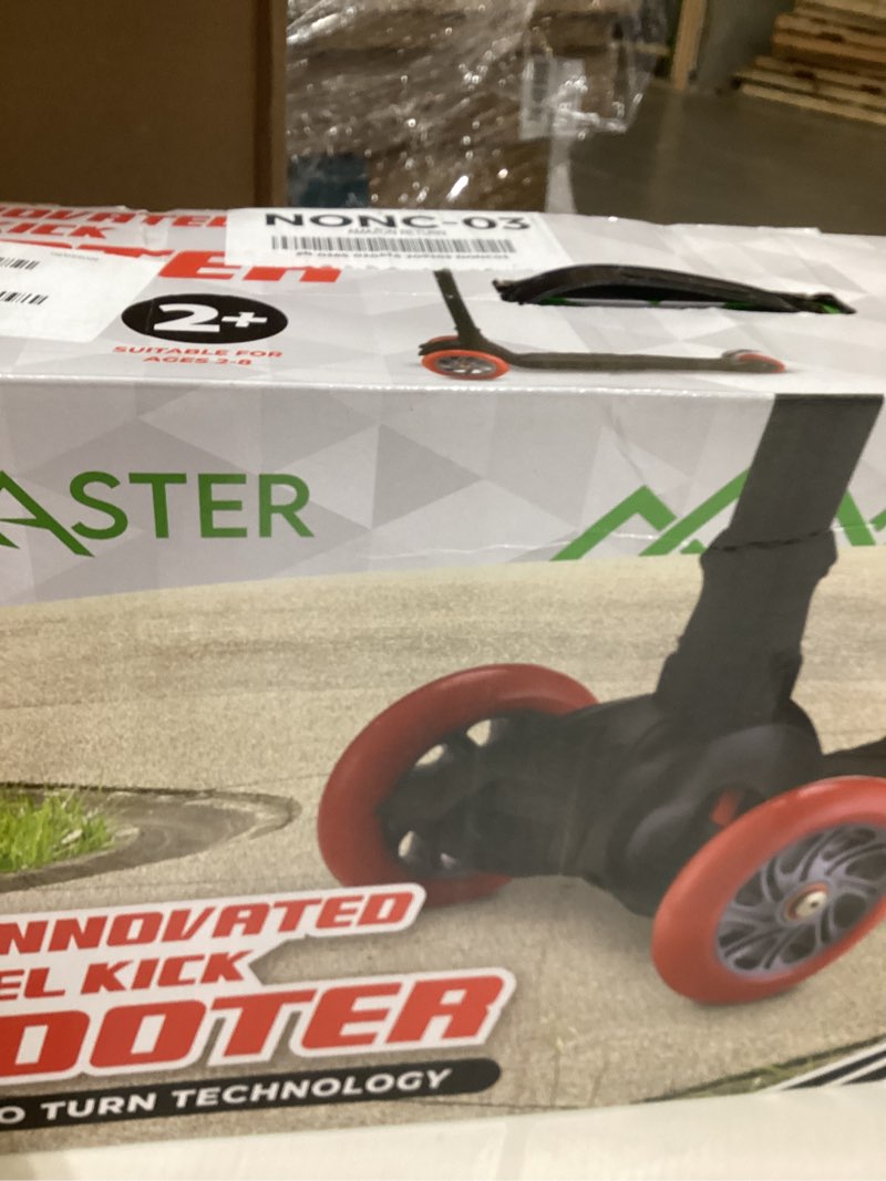 Condition photo showing New/Like New for Lifemaster Mini 3-Wheel Kids Scooter with Multi-Color Wheel Lights – 4-Height Adjustable Handlebar, Wide Anti-Slip Deck, Child Safety Certified, Boys & Girls Ages 2+ Supports Up to 110 lbs Black Children and Toddler