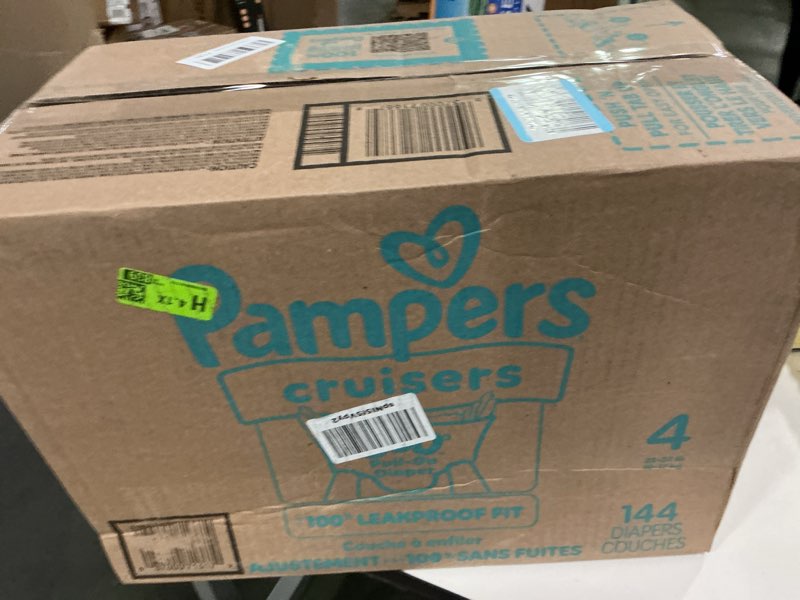 Condition photo showing New/Like New for Pampers Diapers - Cruisers 360 - Size 4, 144 Count, Babyproof up to 100% Leakproof Pull-On Diaper Size 4 144