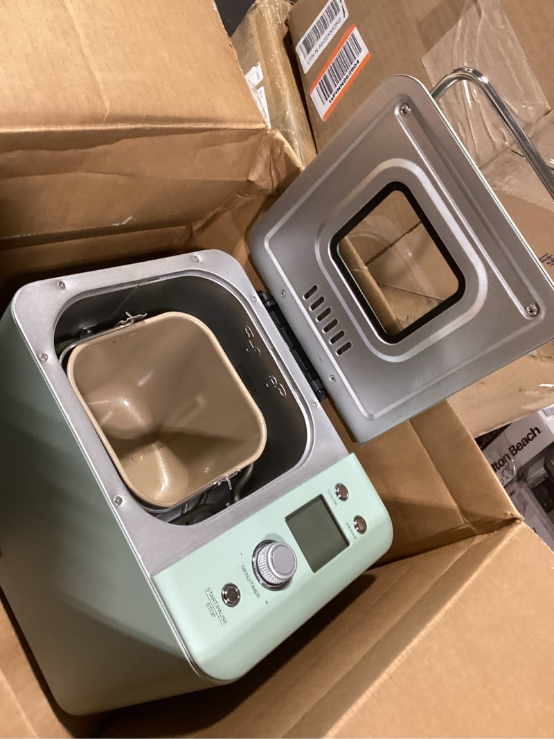 Condition photo showing Good Condition for neretva bread maker, 20-in-1 2lb bread machine dual heater & nonstick ceramic pan bread makers machine all metal compact for gluten free/dough maker/meat floss/jam/yogurt/breadmaker recipe-light green mint green