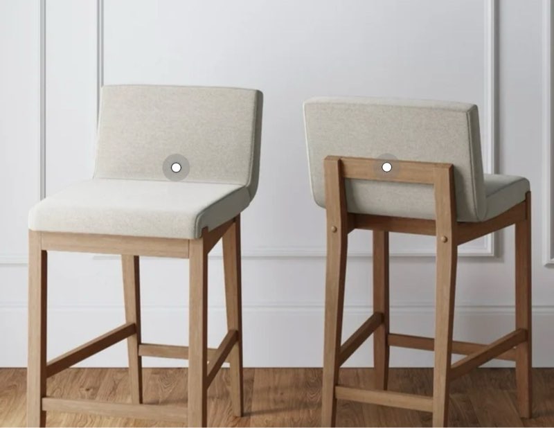 nathan james gracie modern counter height bar stool with back, counter stool upholstered chair with natural flax white fabric and brushed wooden legs, natural flax/brown, set