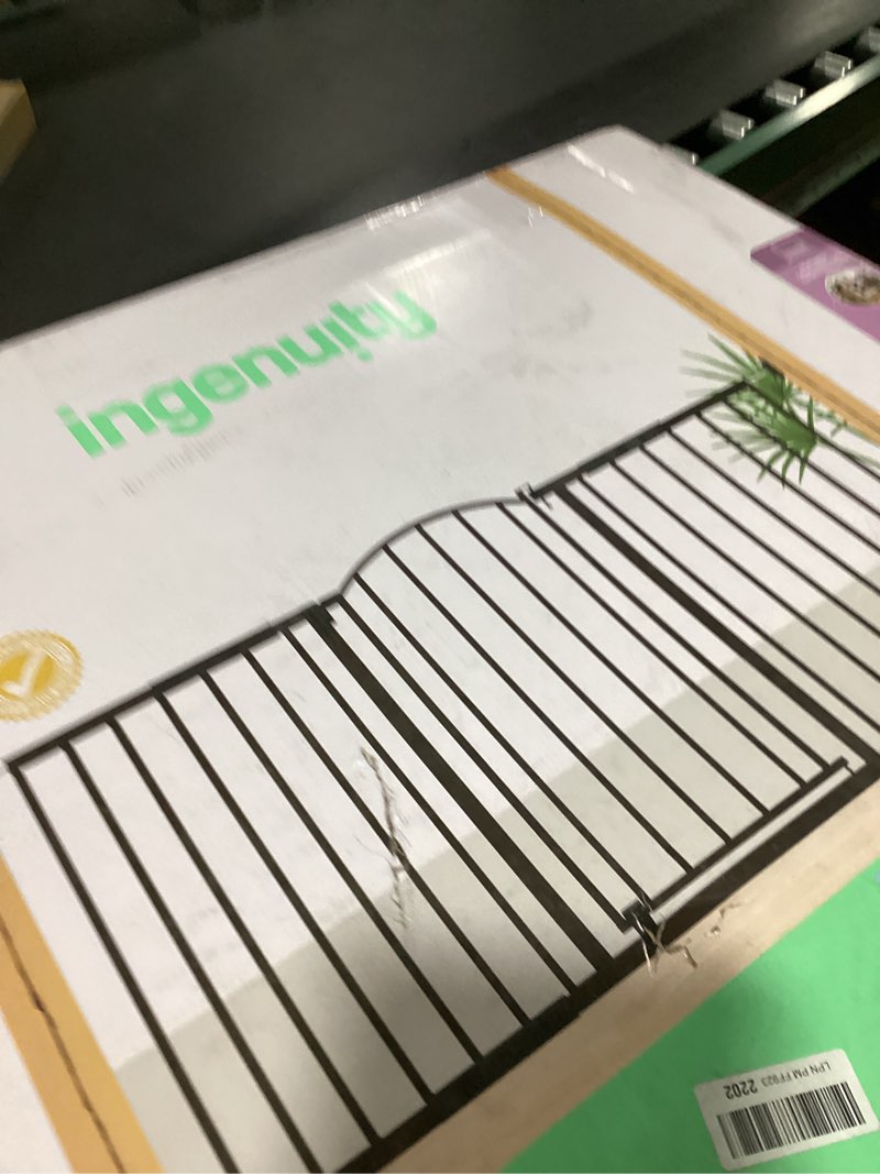 Condition photo showing New/Like New for Ingenuity Decorative Extra Wide Baby Gate & Dog Gate, 44"-72" Wide, 36" Tall, Hardware or Pressure Mounted, Install in Hallways, Bottom of Stairs, or Large Openings - Bronze