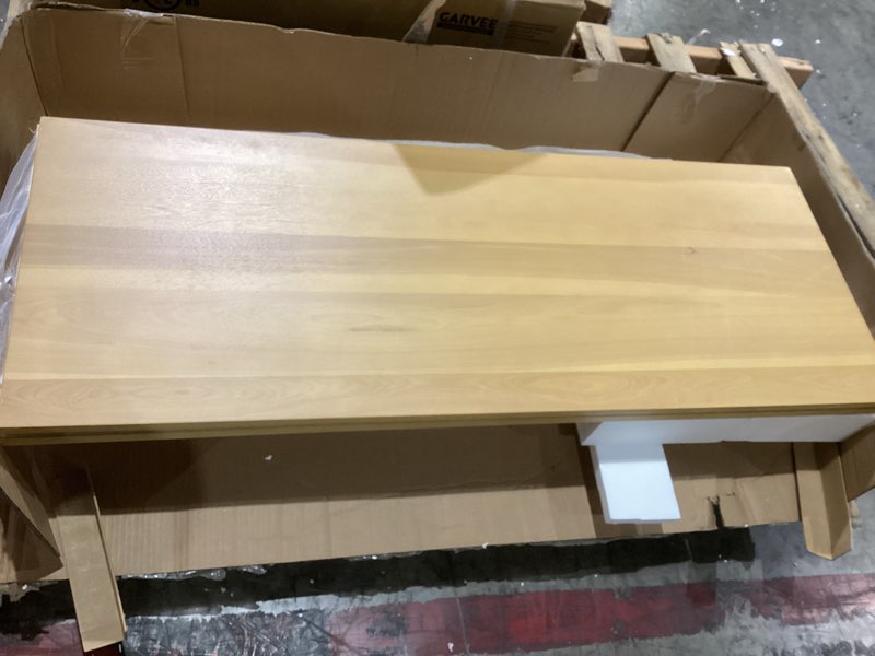 Condition photo showing Good Condition for merax farmhouse wood extendable dining table with drop leaf for small places, modern freestanding scalable desk for kitchen & living room, natural