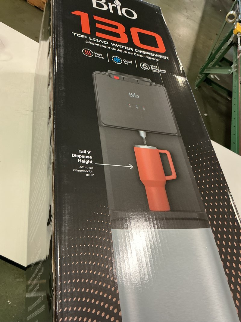 Condition photo showing New/Like New for Brio CLTL130 130 Series Top-Load Water Cooler Dispenser for 3- and 5-Gallon Bottles, Hot & Cold, Spill-Free Loading, Child Safety Lock, Energy Star 3.0, Black